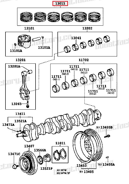 GENUINE TOYOTA 2JZ GTE OEM TOYOTA PISTON RING SET - 13011-46051