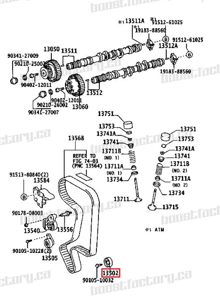 Genuine Toyota Beams 3SGE Timing Belt Idler #2  - 13503-88560