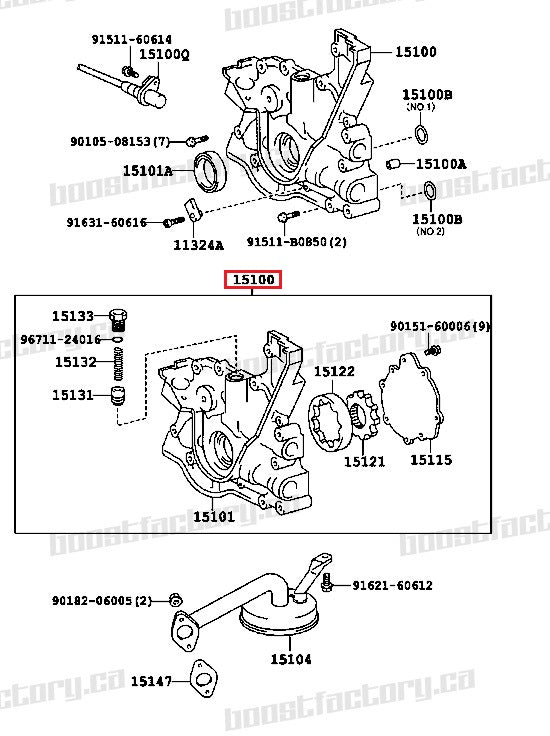 Genuine Toyota 1JZ-GTE / 2JZ-GTE Oil pump (VVTi and NON VVTi) - 15100-46052 - Boost Factory