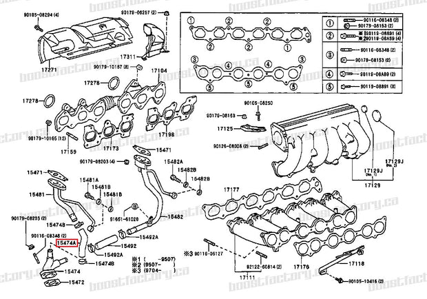 Genuine Toyota 2JZ-GTE Turbo Oil Drain Hose Front - 15491-46020