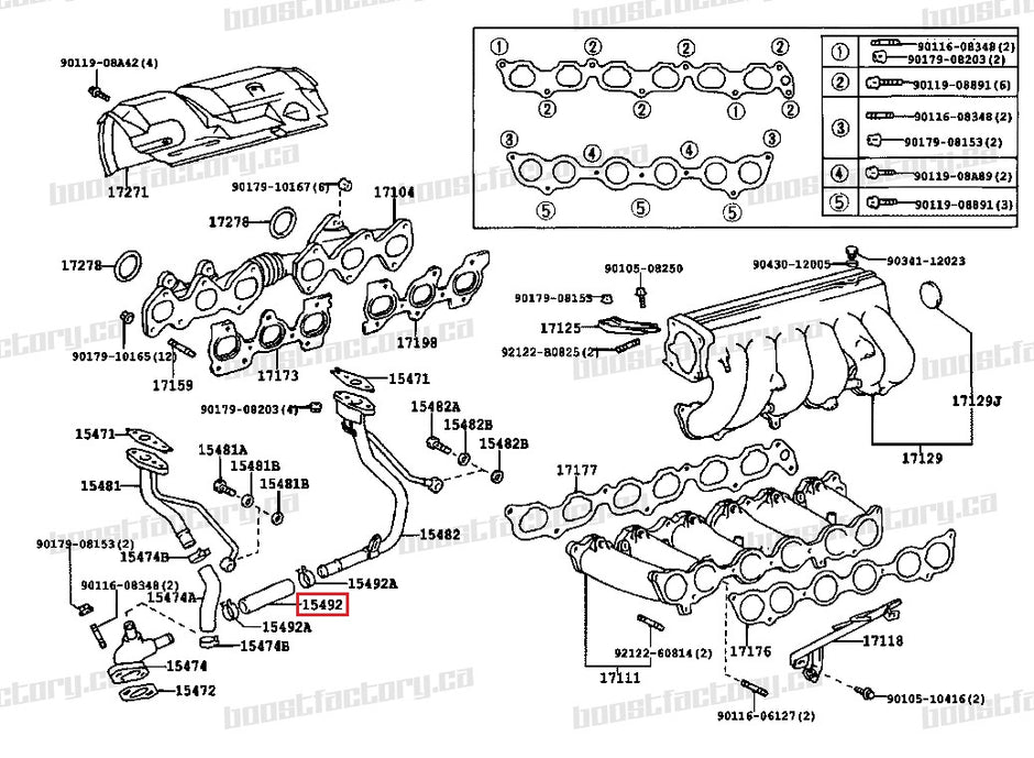 Genuine Toyota 2JZ-GTE Turbo Oil Drain Hose Rear - 15492-46020