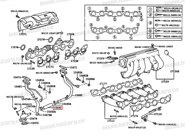 Genuine Toyota 2JZ-GTE Turbo Oil Drain Hose Rear - 15492-46020 - Boost Factory
