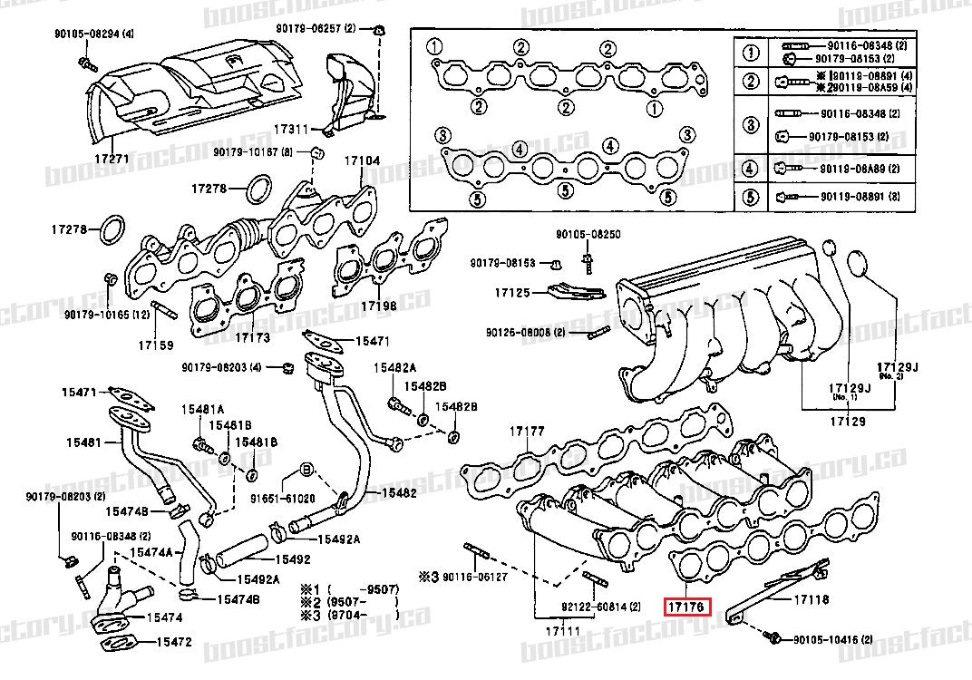 Genuine Toyota 2JZ-GTE ALL UPPER INTAKE MANIFOLD GASKET 17176-46030