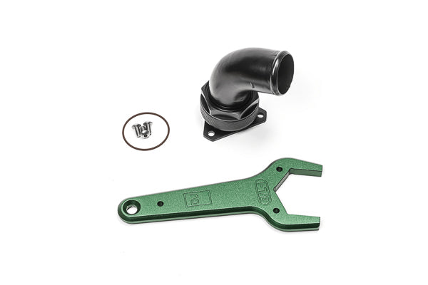Radium Engineering FCST-X 3-Bolt Remote Fill Neck 24AN Elbow 1.5in Barb - 20-1047