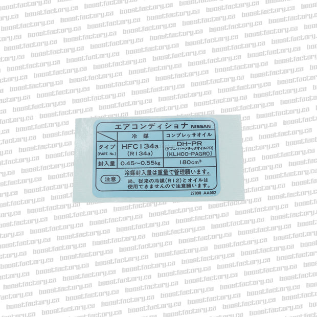Genuine Nissan R34 Early AC Warning Decal  - 27090-AA002