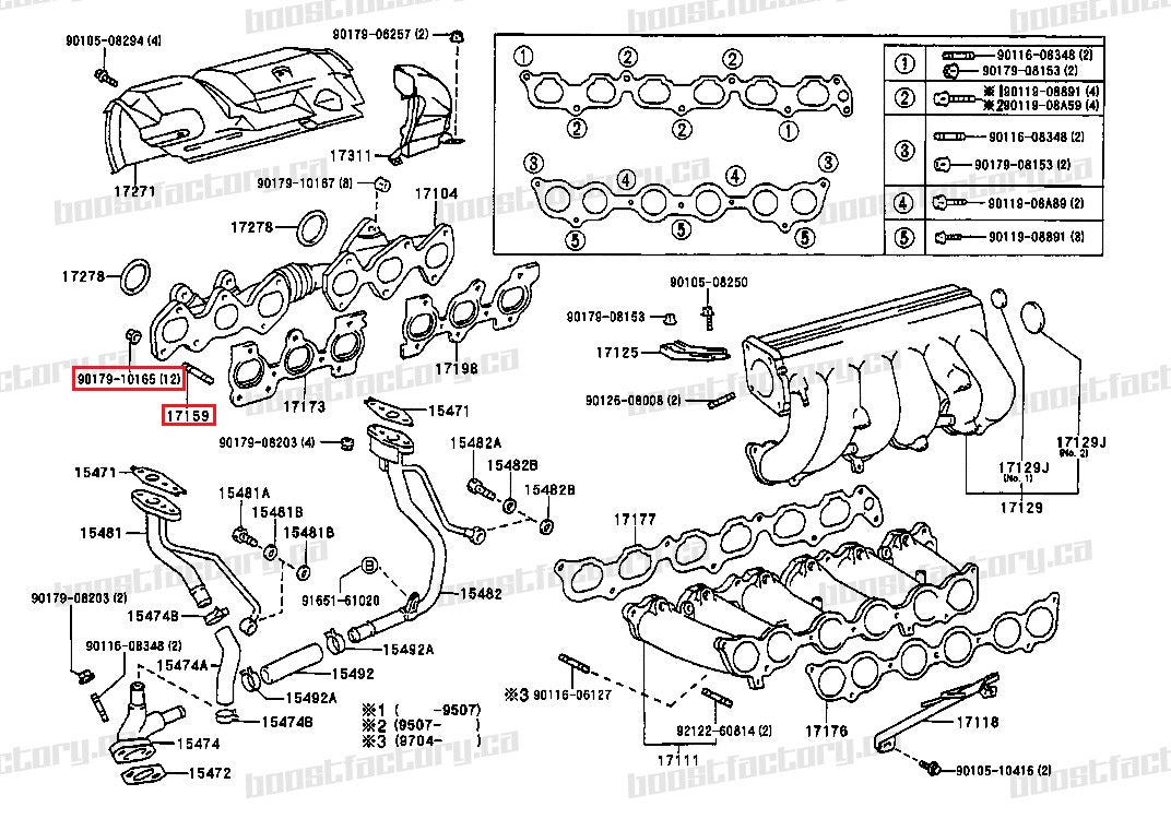 1JZ & 2JZ Genuine Toyota Exhaust Stud Kit Full Length