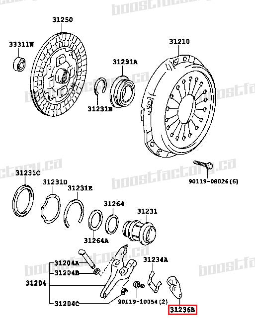Genuine Toyota R154 Clutch Release Fork Support 31236-14020 - Boost Factory