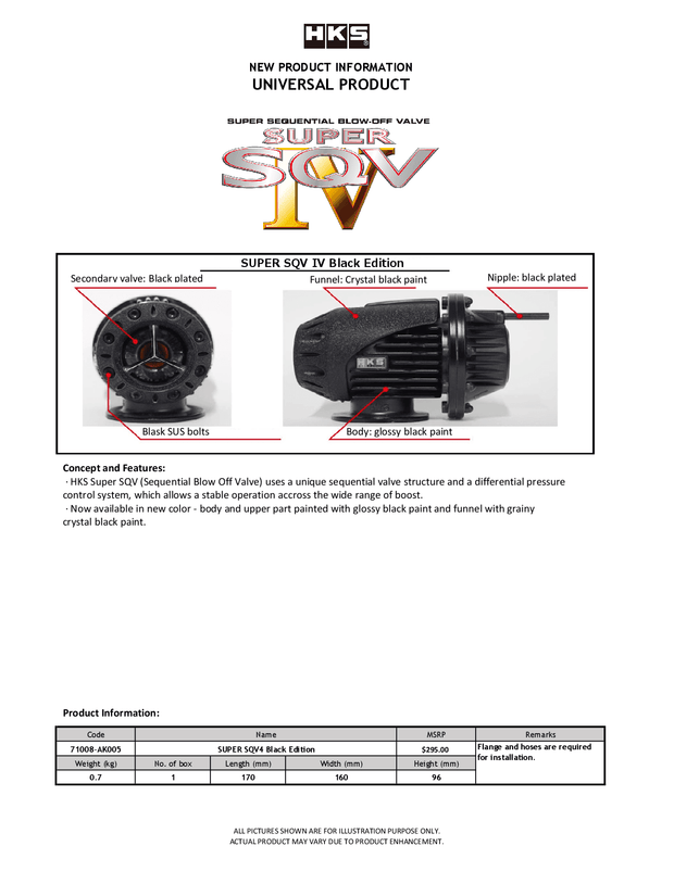 HKS SQV IV BLACK EDITION UNIVERSAL ASSY - 71008-AK005 - Boost Factory