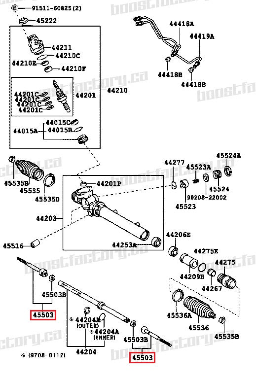 Genuine Toyota JZS161 Aristo GS300 Front Inner Tie Rod - 45503-39155 - Boost Factory