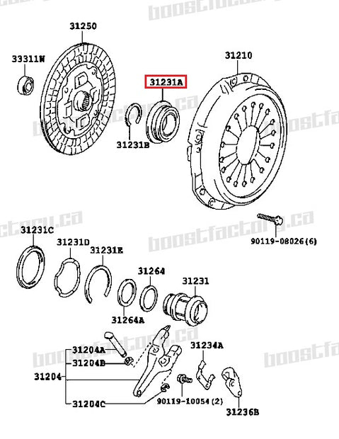 Genuine Toyota R154 Release Bearing 90363-45012