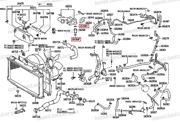 Genuine Toyota 1JZ 2JZ Upper Water Neck Coolant Bypass Tube O Ring Set - 96761-24023 - Boost Factory