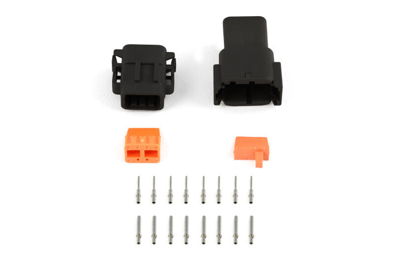 Haltech Plug and Pins Only - Matching Set of Deutsch DTM-8 Connectors (Black Keyway B - 7.5 Amp) - HT-031018