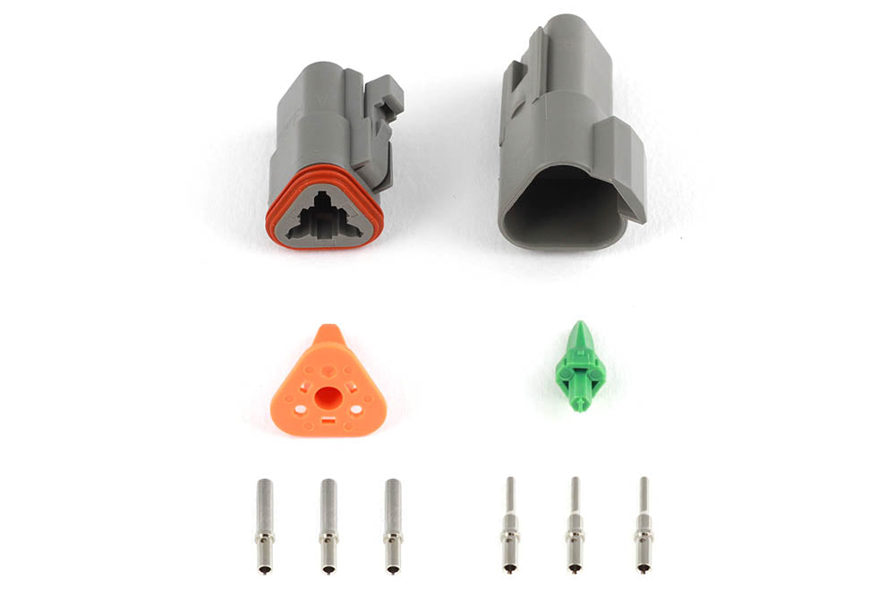 Haltech Plug and Pins Only - Matching Set of Deutsch DT-3 Connectors (DT06-3S + DT04-3P) - (13 Amp) - HT-031113