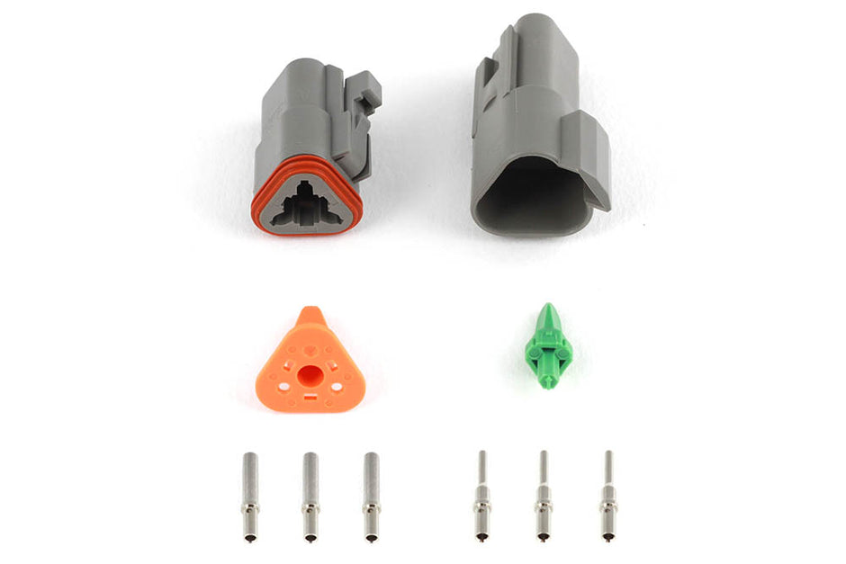 Haltech Plug and Pins Only - Matching Set of Deutsch DT-3 Connectors (DT06-3S + DT04-3P) - (13 Amp) - HT-031113