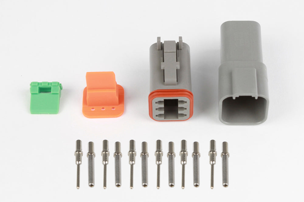 Haltech Plug and Pins Only - Matching Set of Deutsch DT-6 Connectors (DT06-6S + DT04-6P) - (13 Amp) - HT-031115