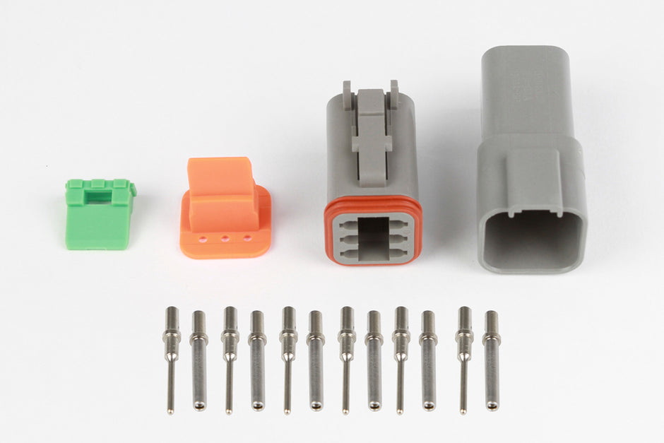 Haltech Plug and Pins Only - Matching Set of Deutsch DT-6 Connectors (DT06-6S + DT04-6P) - (13 Amp) - HT-031115