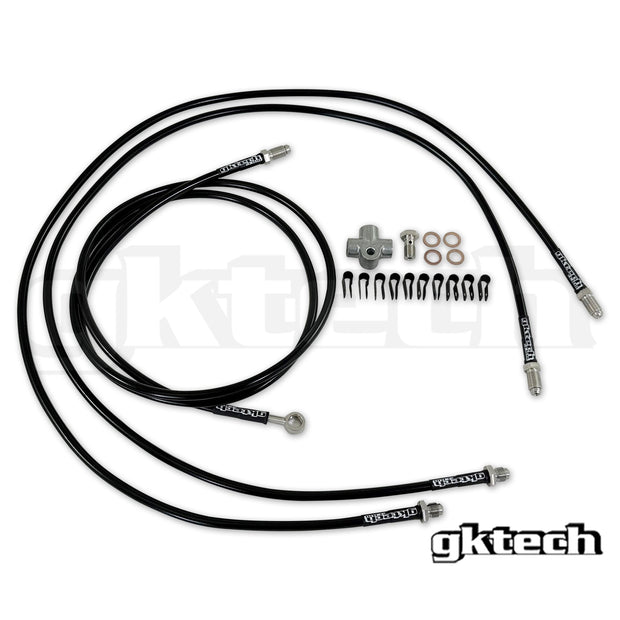 GKTech - Z33 350z/Z34 370z/G35/G37 SS braided hydraulic e-brake line kit - 350Z/370Z/G35/G37 Coupe - Z33X-DUAL