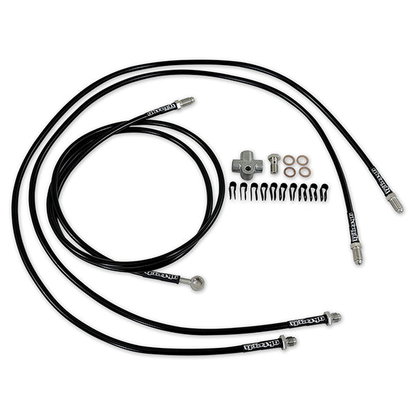 GKTech - Z33 350z/Z34 370z/G35/G37 SS braided hydraulic e-brake line kit - G35/G37 Sedan - SEDN-DUAL