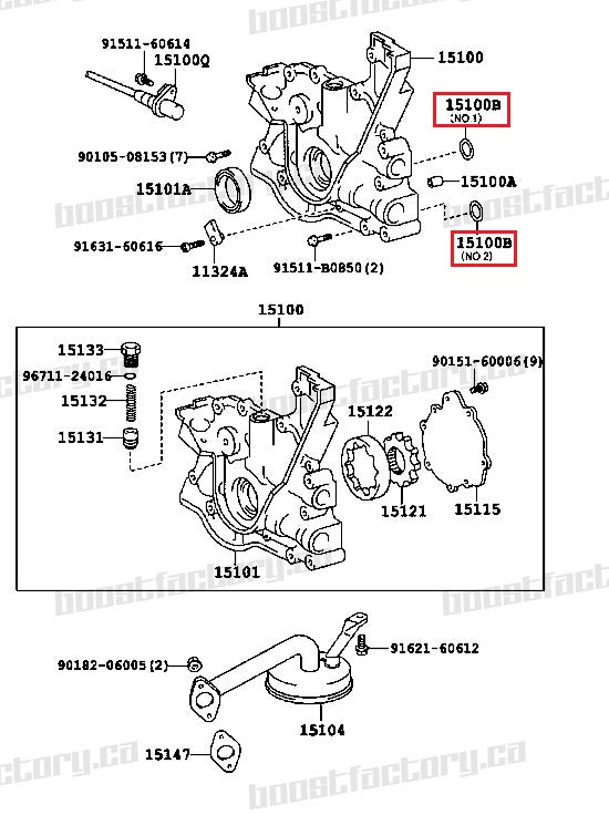 Genuine Toyota 1JZ / 2JZ Oil pump o-ring set (small and large) - 96721-24022 / 96721-24031