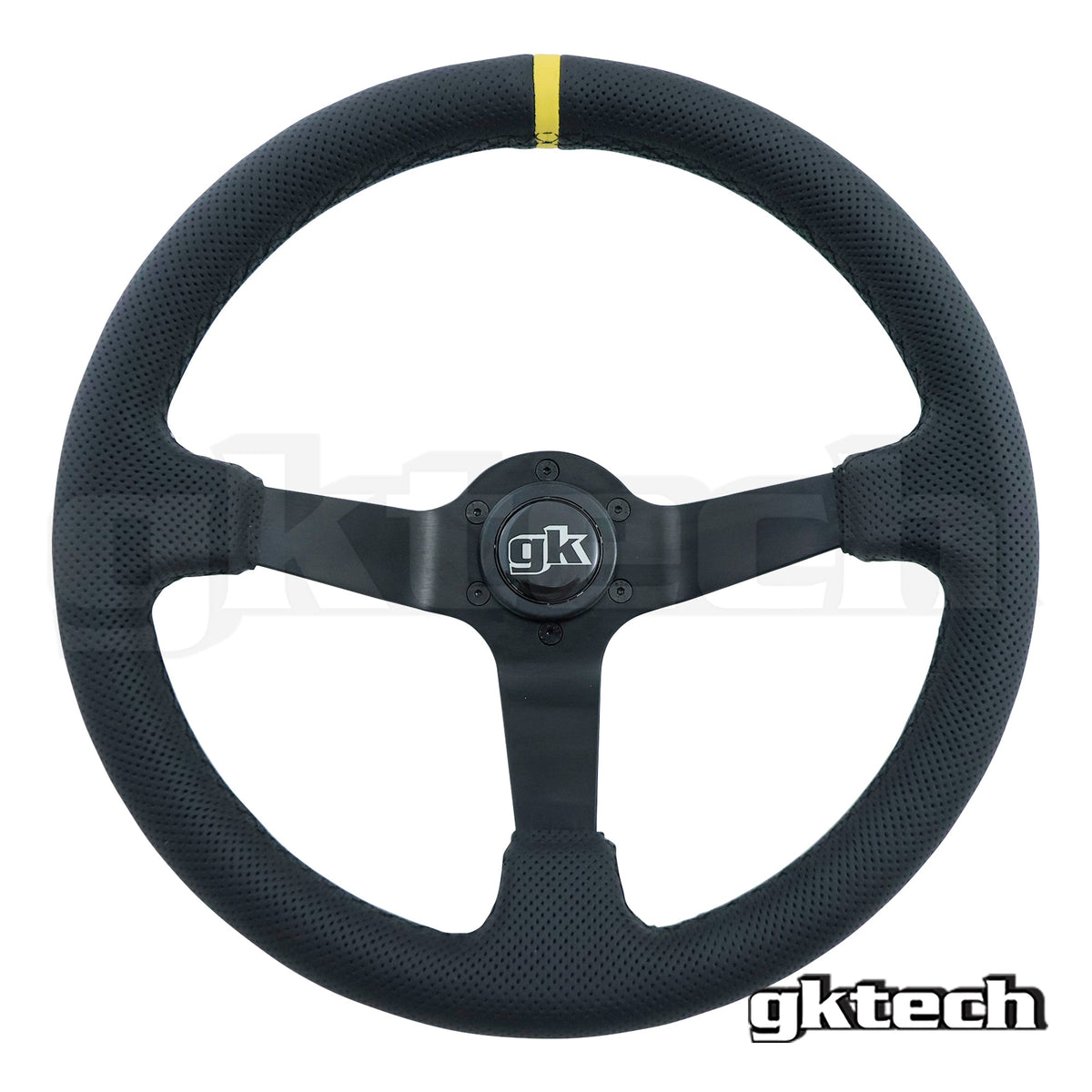GKTech 350mm Deep Dish Perforated Steering Wheel, Red - PERF-REDX - view 3