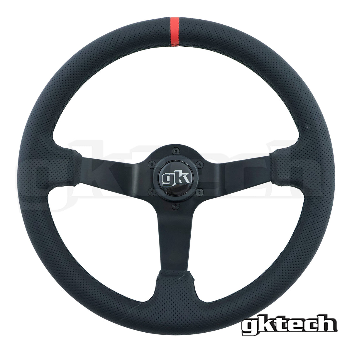 GKTech 350mm Deep Dish Perforated Steering Wheel Yellow - PERF-YLLW - view 4