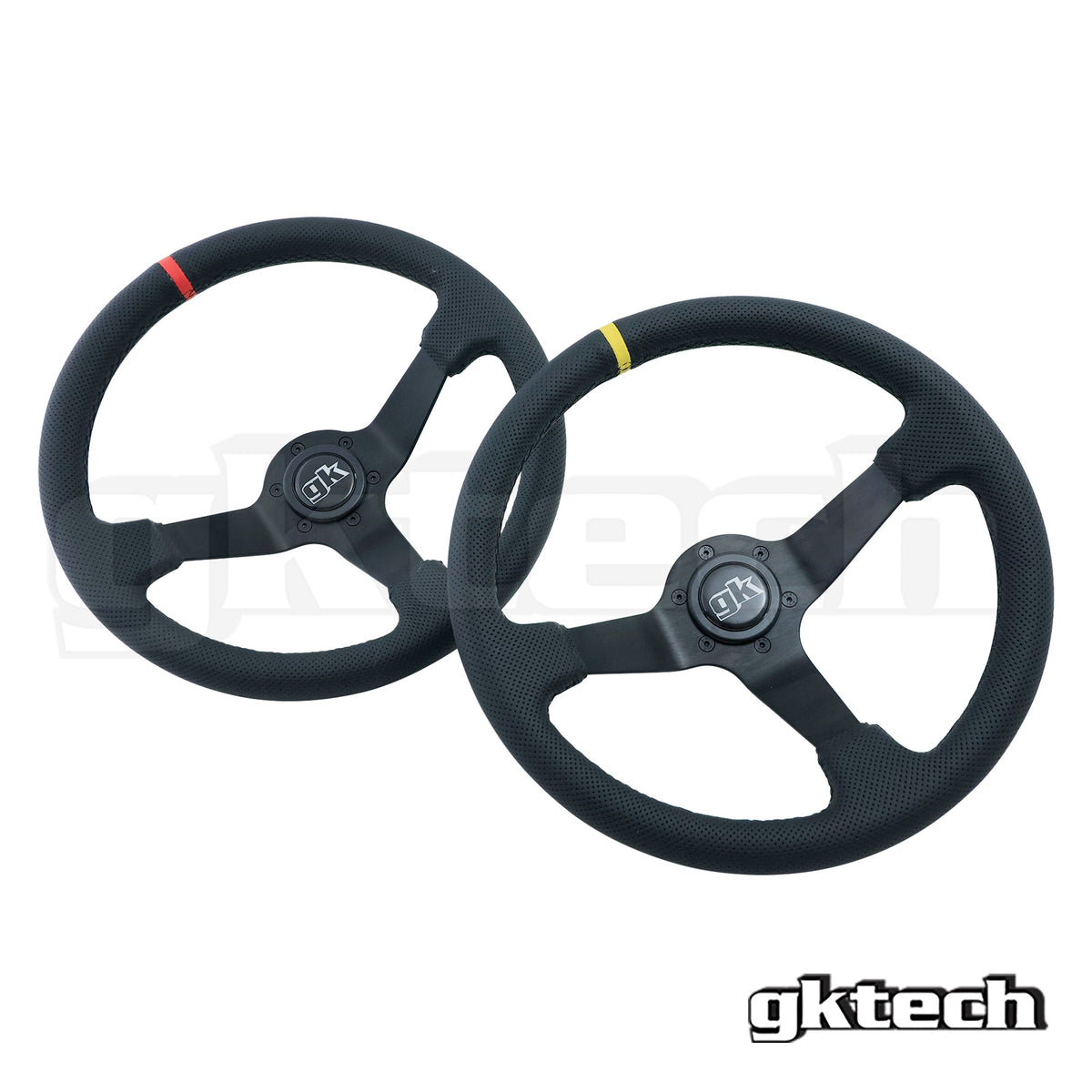 GKTech 350mm Deep Dish Perforated Steering Wheel Yellow - PERF-YLLW - view 2