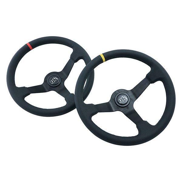 GKTech 350mm Deep Dish Perforated Steering Wheel Yellow - PERF-YLLW