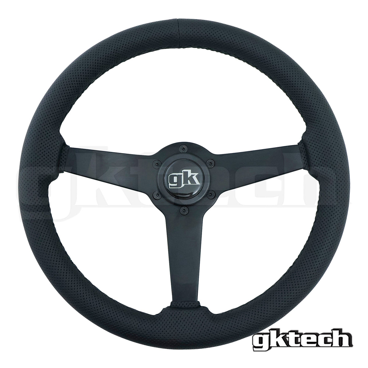 GKTech 350mm Flat Perforated Black Leather Steering Wheel - PERF-FLAT - view 5
