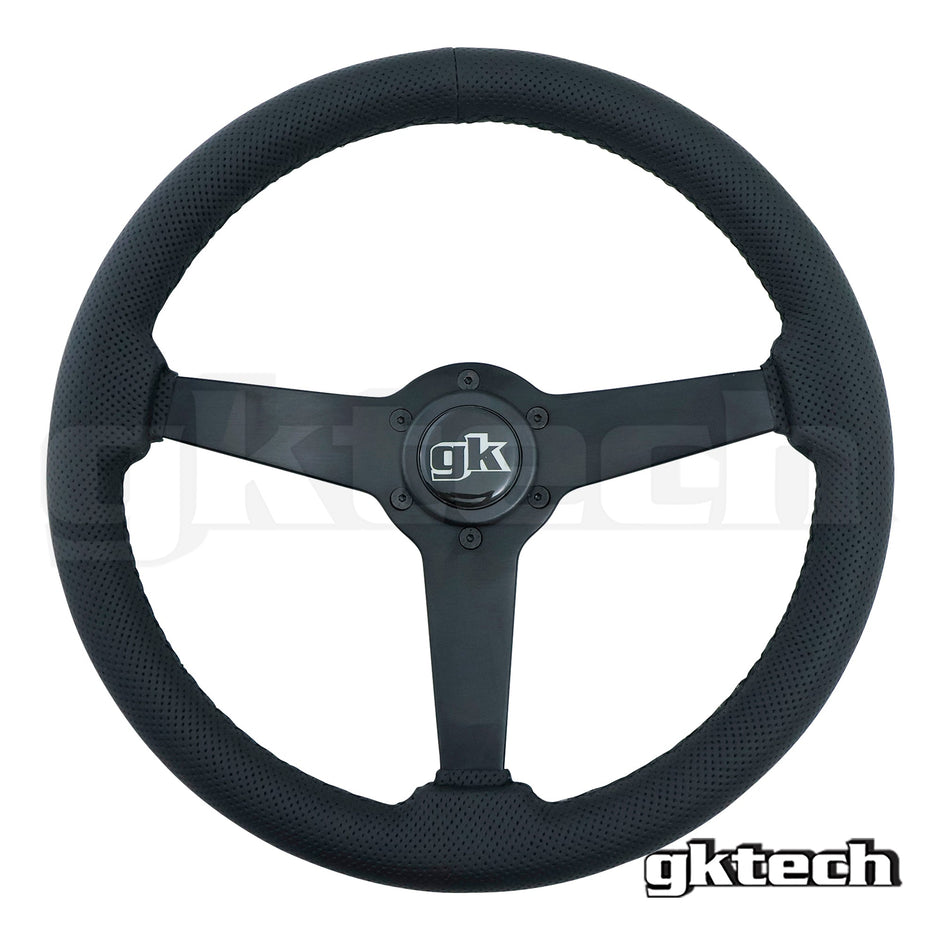 GKTech 350mm Flat Perforated Black Leather Steering Wheel - PERF-FLAT - view 5