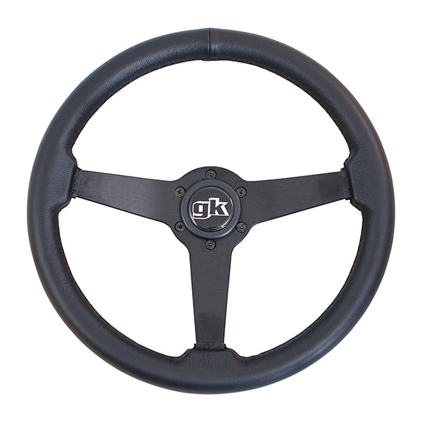 Universal 350mm Flat Leather Steering Wheel, Black - LTHR-FLAT