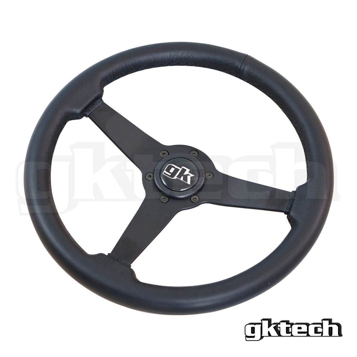 GKTech 350mm Flat Perforated Black Leather Steering Wheel - PERF-FLAT - view 2