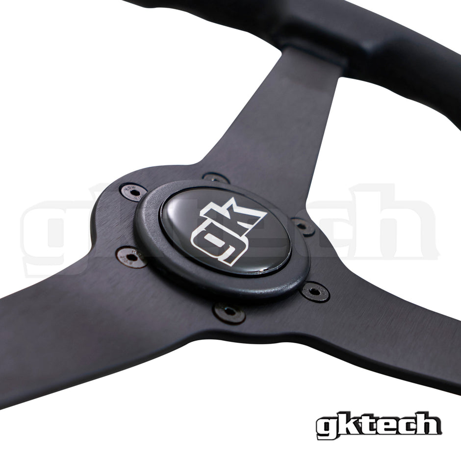 GKTech 350mm Flat Perforated Black Leather Steering Wheel - PERF-FLAT - view 4