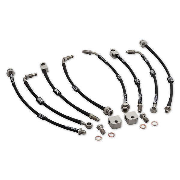GKTech - R32 GT-R/GTS4 braided brake lines - Hard Line Delete Front and Rear set - R32R-DLTE