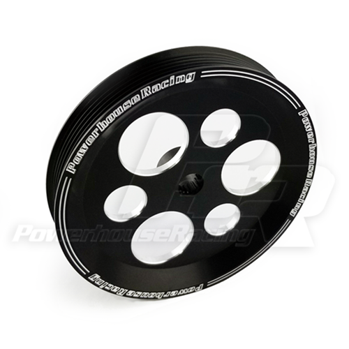 Power House Racing - PHR Billet Aluminum Power Steering Pump Pulley - Black - PHR 01011035.PS.BK