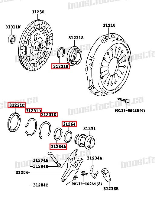 Genuine Toyota - R154 Clutch Release bearing Washer Kit