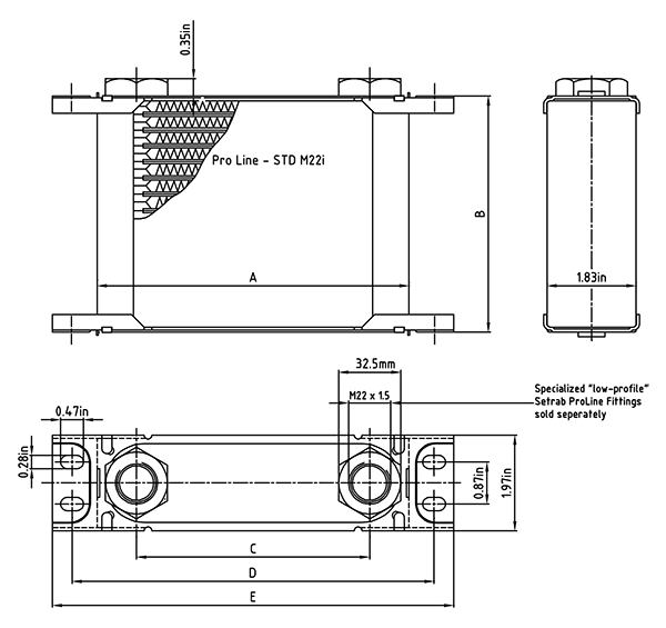 Setrab ProLine STD Oil Coolers 6-Series 19 Row - 50-619-7612