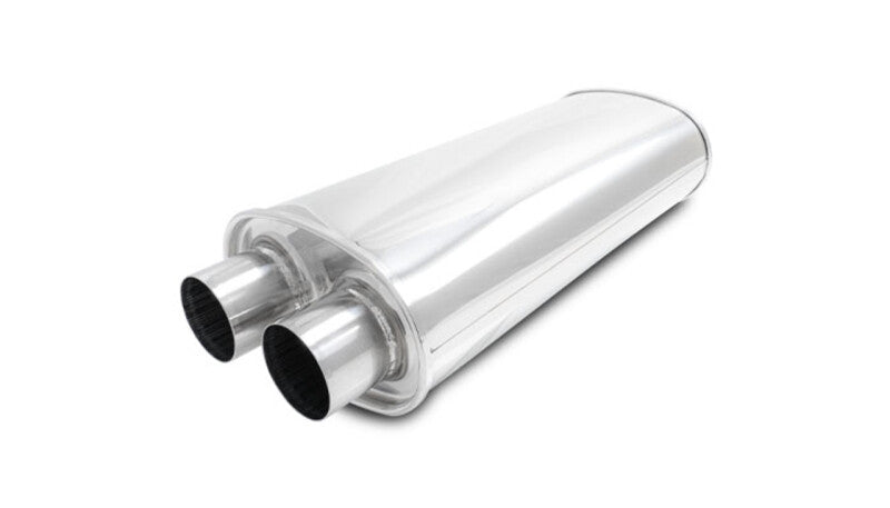 Vibrant Streetpower Oval Muffler 2.50in Dual Inlet/Outlet 18in Body Length - Boost Factory