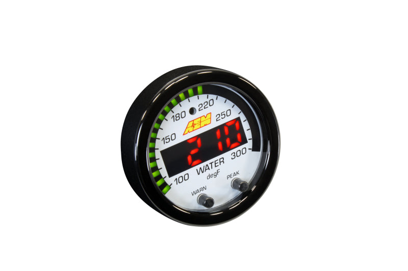 AEM X-Series Temperature 100-300F Gauge Kit (ONLY Black Bezel and Water Temp. Faceplate) - Boost Factory