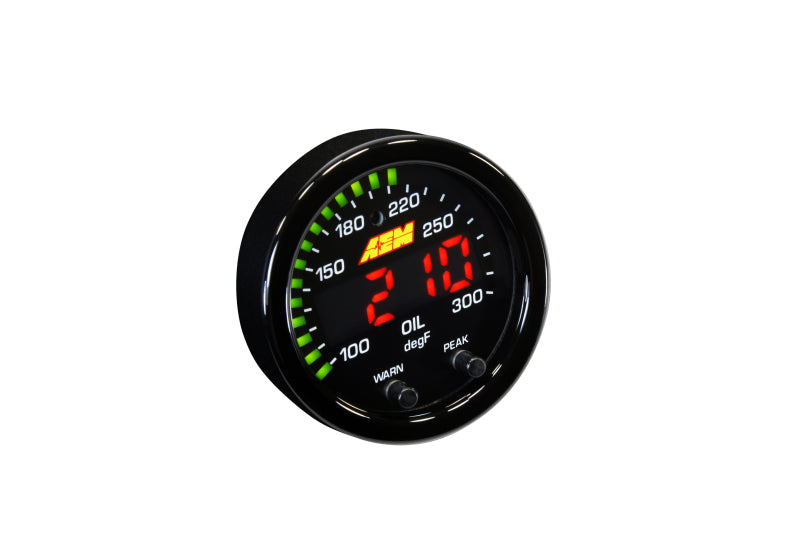 AEM X-Series Temperature 100-300F Gauge Kit (ONLY Black Bezel and Water Temp. Faceplate) - Boost Factory