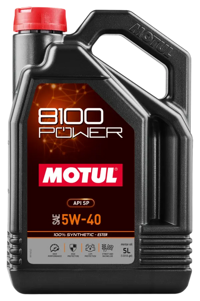 Motul 5L Synthetic Engine Oil 8100 Power 5W40 5L - 111809
