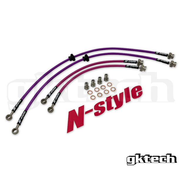 GKTech - N-Style S13/240sx braided brake lines (Front & Rear set) - S13X-BRKEN