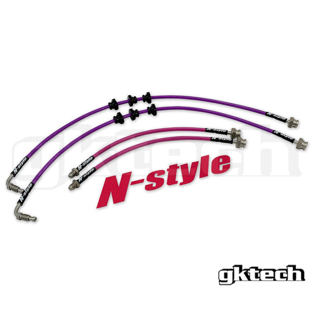 GKTech - N-Style R32 GTS-T Braided Brake Line Set - Hard Line Delete Front and rear set - R32X-HDDLN