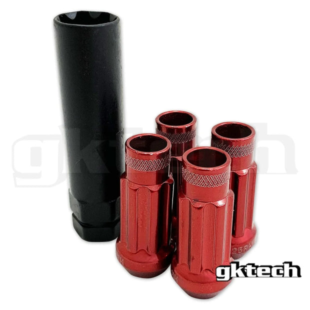 GKTech - Open Ended Lock Nuts (Set of 4 + Socket) - M12x1.5 / Silver - L15X-SLVR