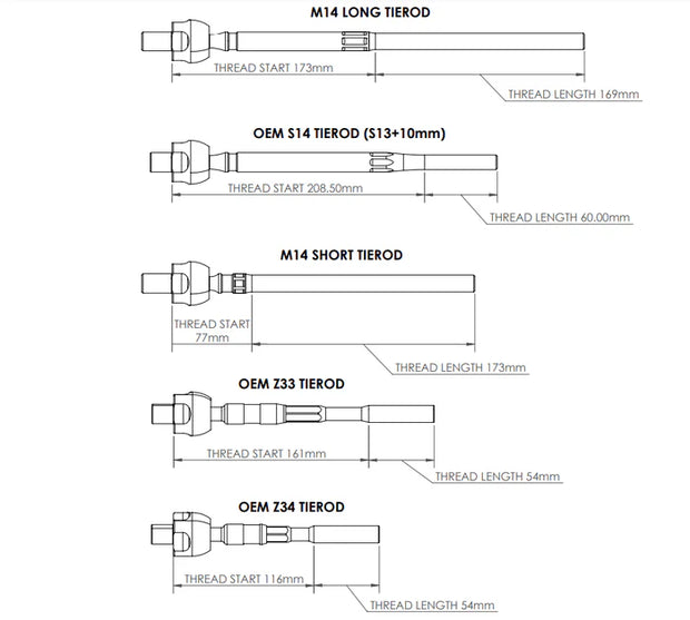 GKTech - M14 Super Adjustable Inner Tie Rod- M14L-TROD