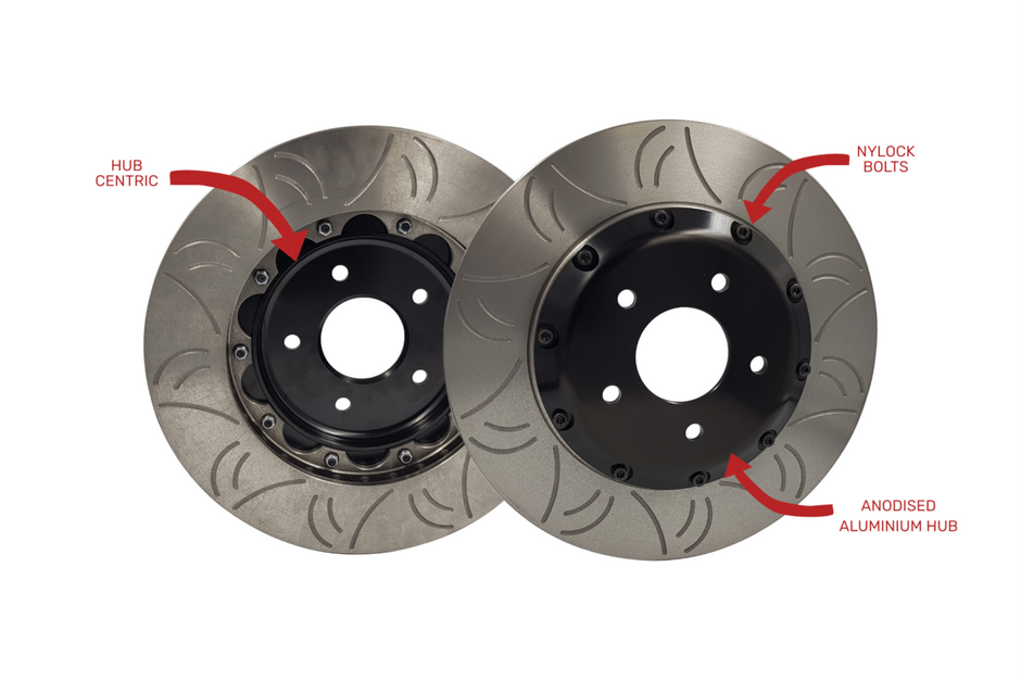 GKTech 350Z/V35 Front Brembo 2-Piece Slotted Rotors - HFM-ROT-324-350 - view 3