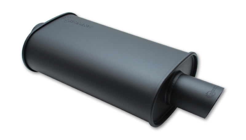 Vibrant StreetPower FLAT BLACK Oval Muffler with Single 4in Outlet - 4in inlet I.D. - Boost Factory