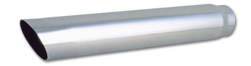 Vibrant 4in Round SS Truck/SUV Exhaust Tip (Single Wall Angle Cut) - 3in inlet 20in long - Boost Factory
