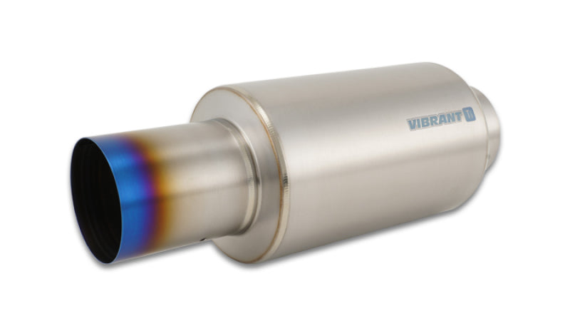 Vibrant Titanium Muffler w/Straight Cut Burnt Tip 4in Inlet / 4in Outlet - Boost Factory