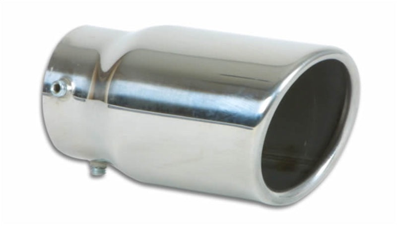 Vibrant 3in Round SS Bolt-On Exhaust Tip (Single Wall Angle Cut Rolled Edge) - Boost Factory