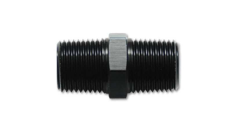 Vibrant 1/8in NPT x 1/8in NPT Straight Union Pipe Adapter Fitting - Aluminum - Boost Factory